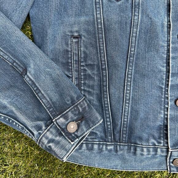 Levi’s Premium Denim Jean Original Trucker Jacket Dark Wash Mid Weight Classic M - Picture 5 of 10